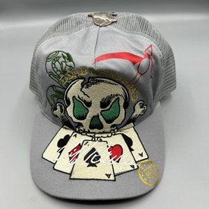 Vintage Cliff Raven Hat Gray Ed Hardy Japanese tattoo Snap back Trucker Cap 90s